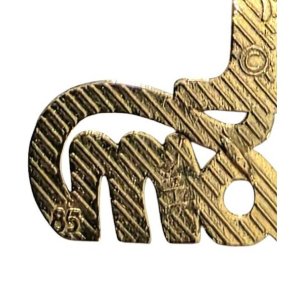 14K Yellow Gold #1 MOM Pendant Charm 585 Signed Mark Anthony 1.1g Textured Gift - Picture 7 of 11